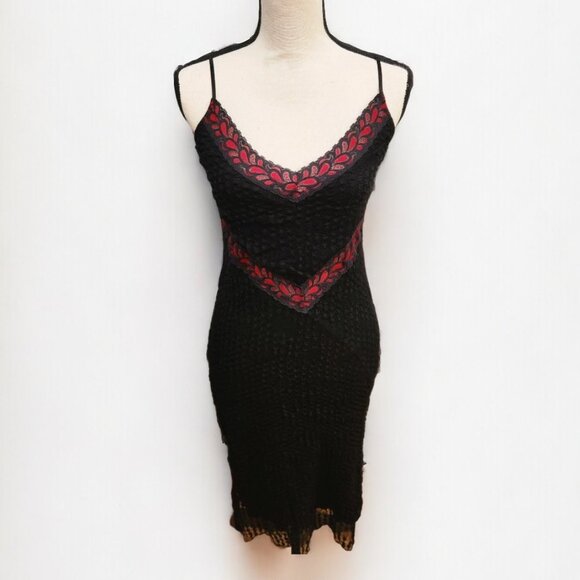Bisou Bisou Dresses & Skirts - Bisou Bisou Lace and Mesh Red and Black Mini Dress
